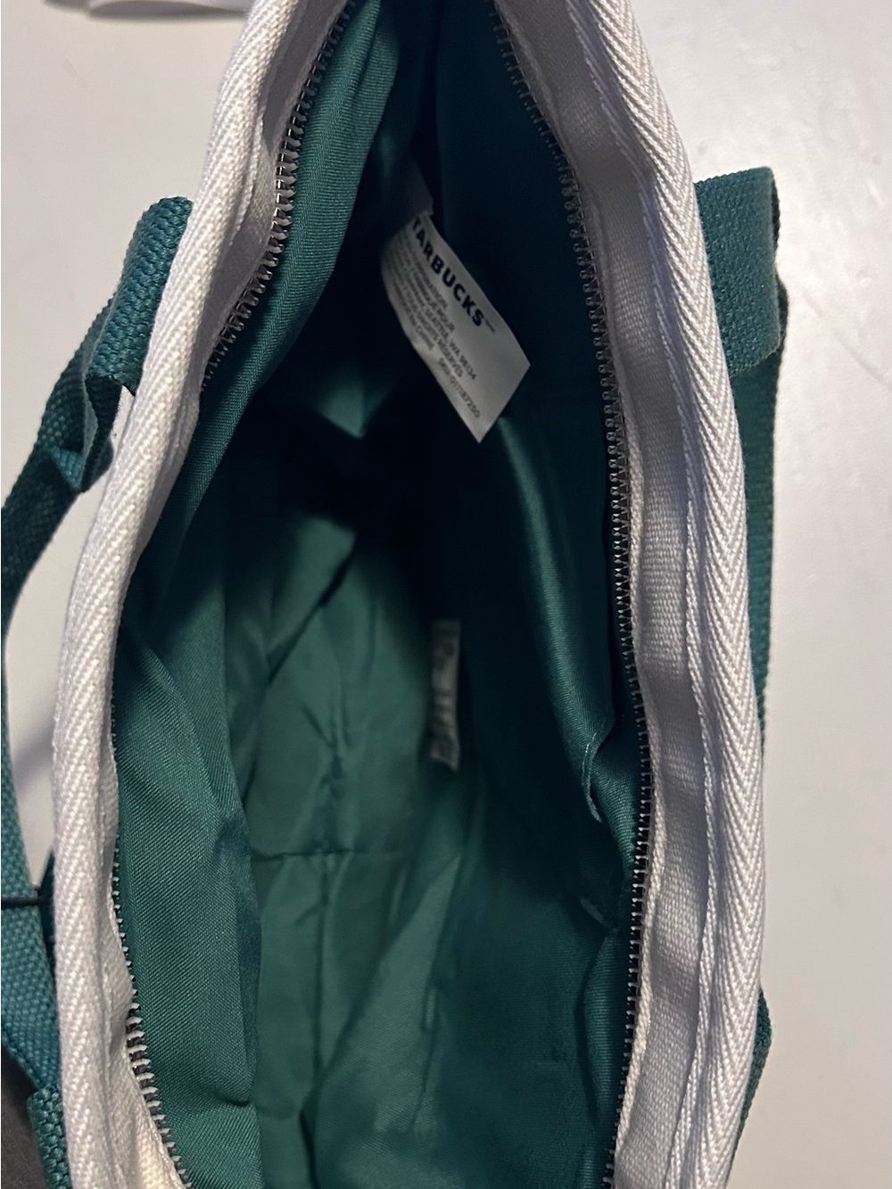 Starbucks Peanuts Canvas Tote in White and Green - Picture 4 of 5